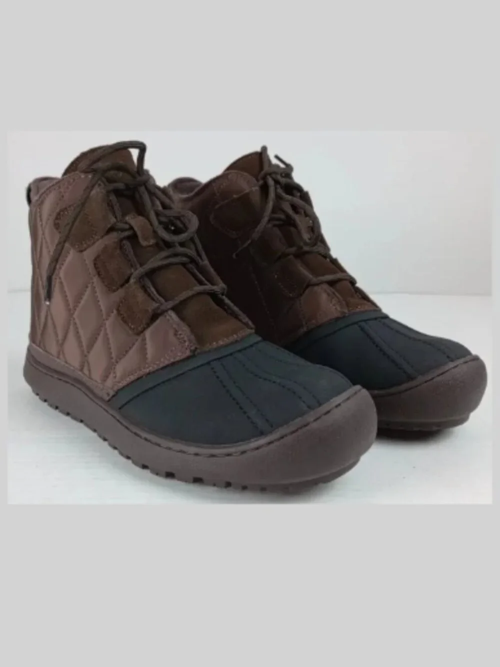 Camel Crown Women's 8 Brown Black Lace Up Quilted‎ Fur Lined Snow Boots